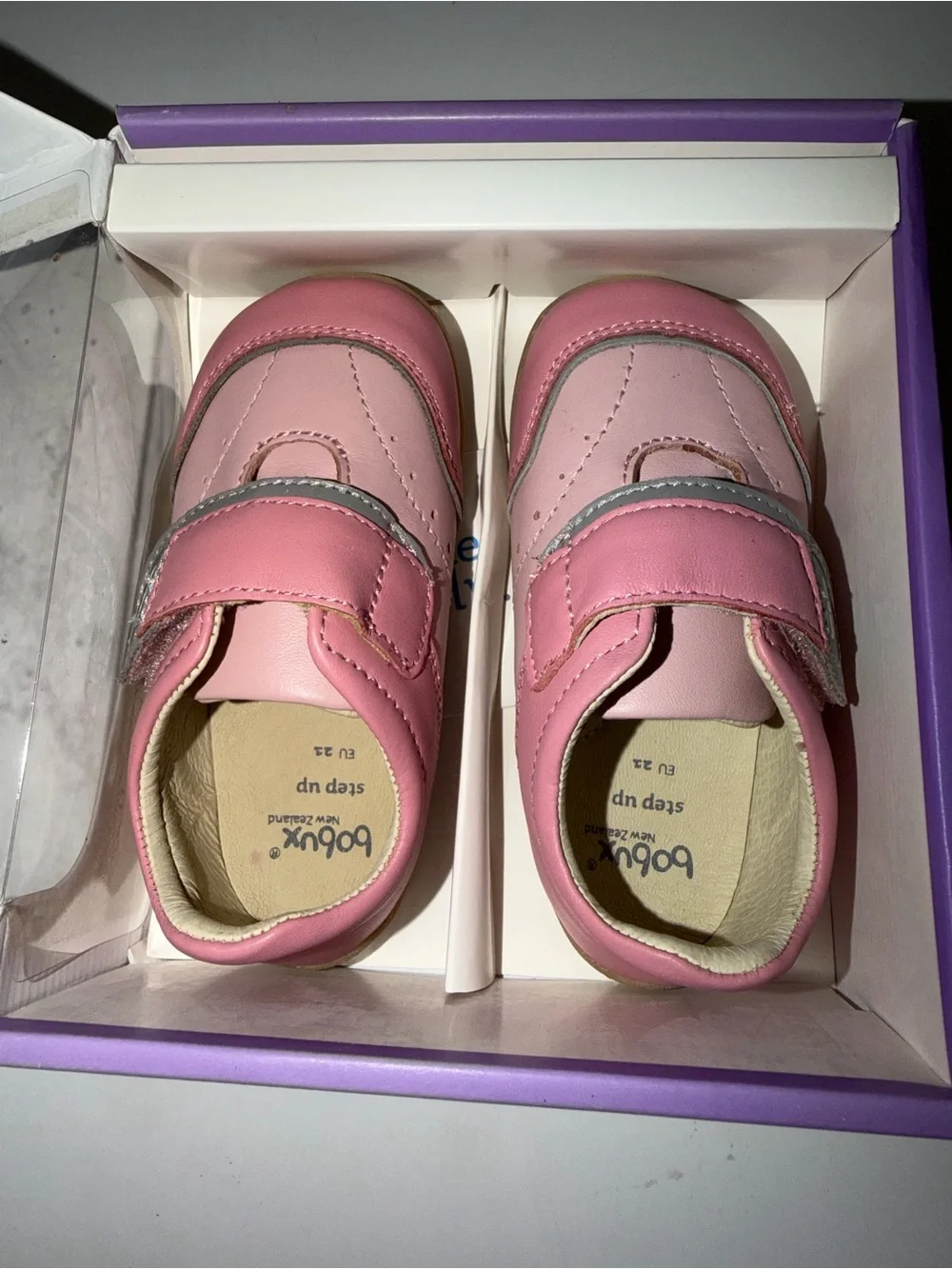 NWT Bobux Step Up Pink Leather First Walker Shoes | Size 5 US 21 EU